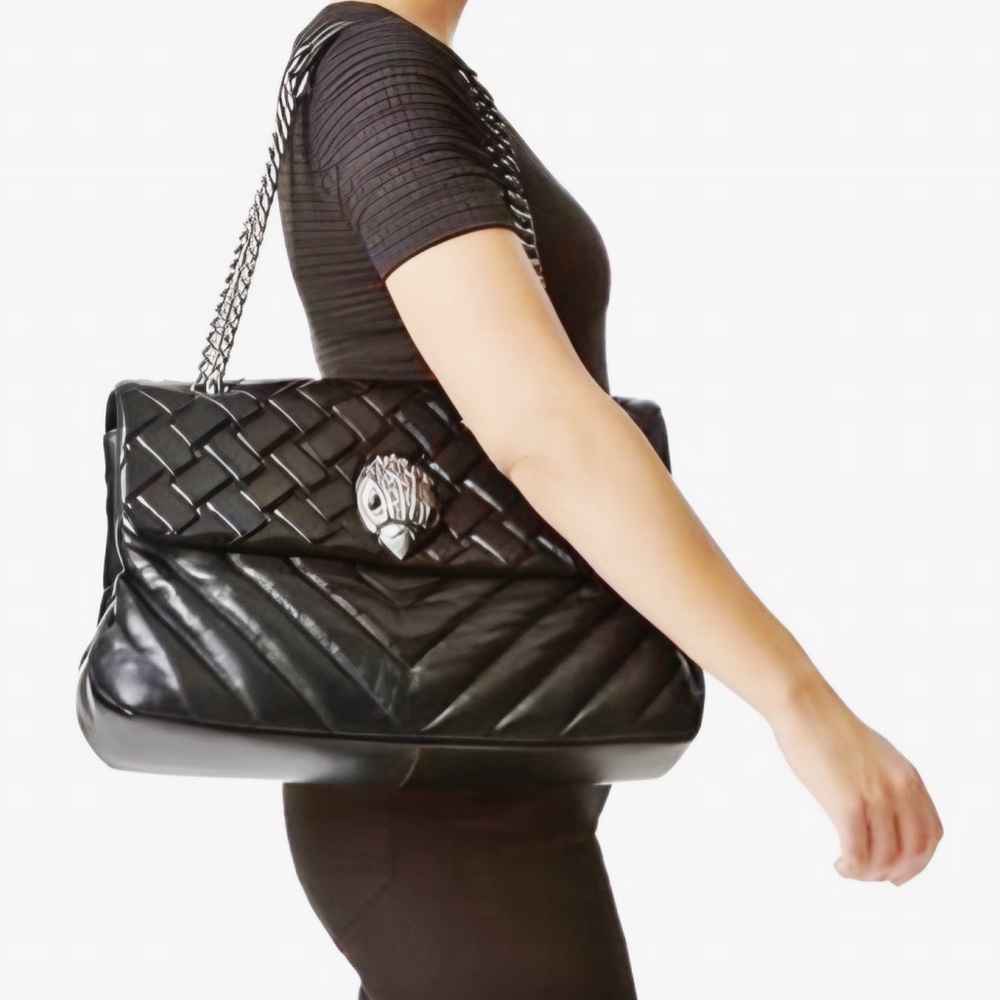 KURT GEIGER LONDON BLACK  XXL KENSINGTON QUILTED LEATHER
SHOULDER BAG NWOT